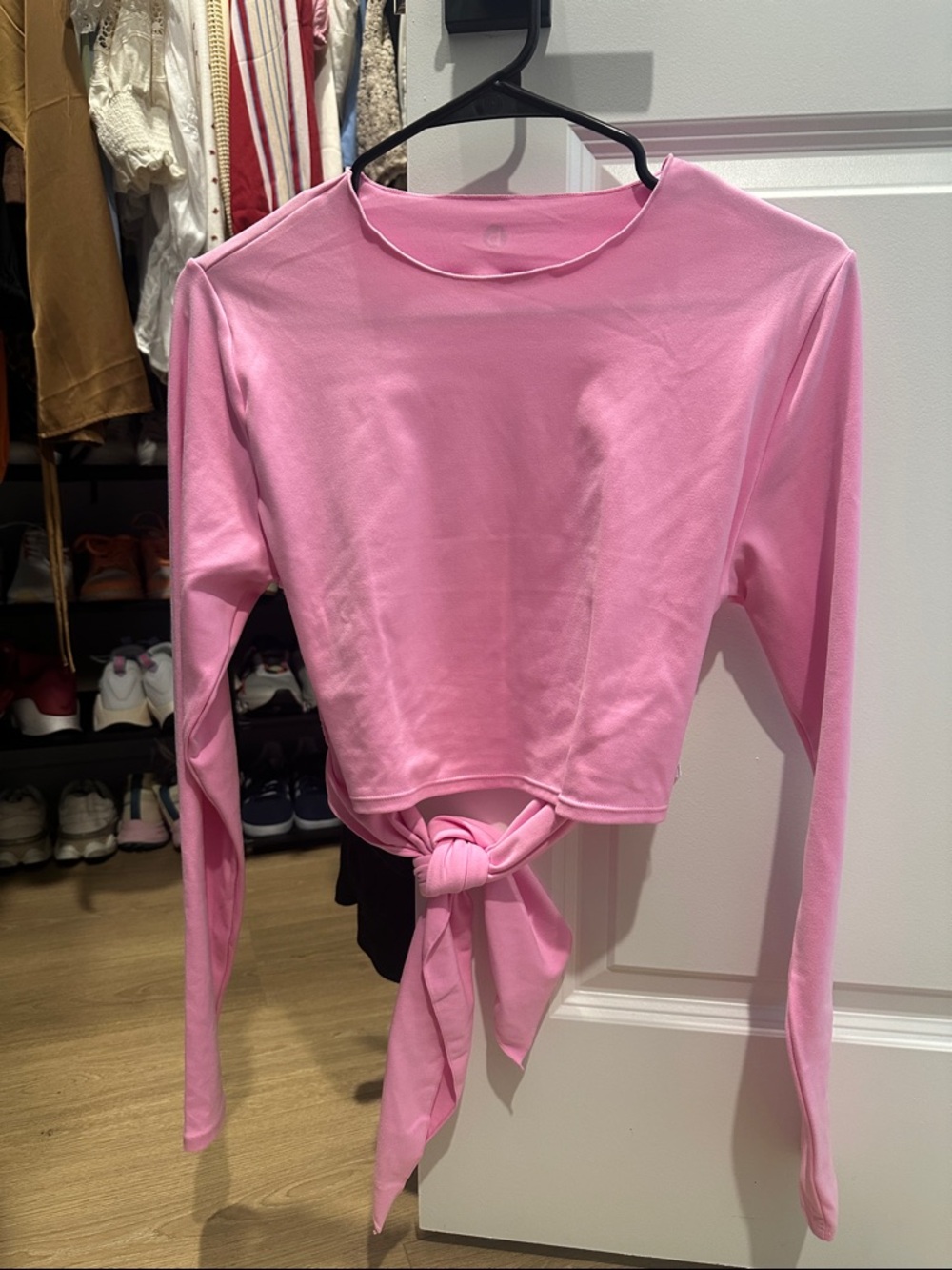 Cotton On Body Pink Long-Sleeve Tie-back Top